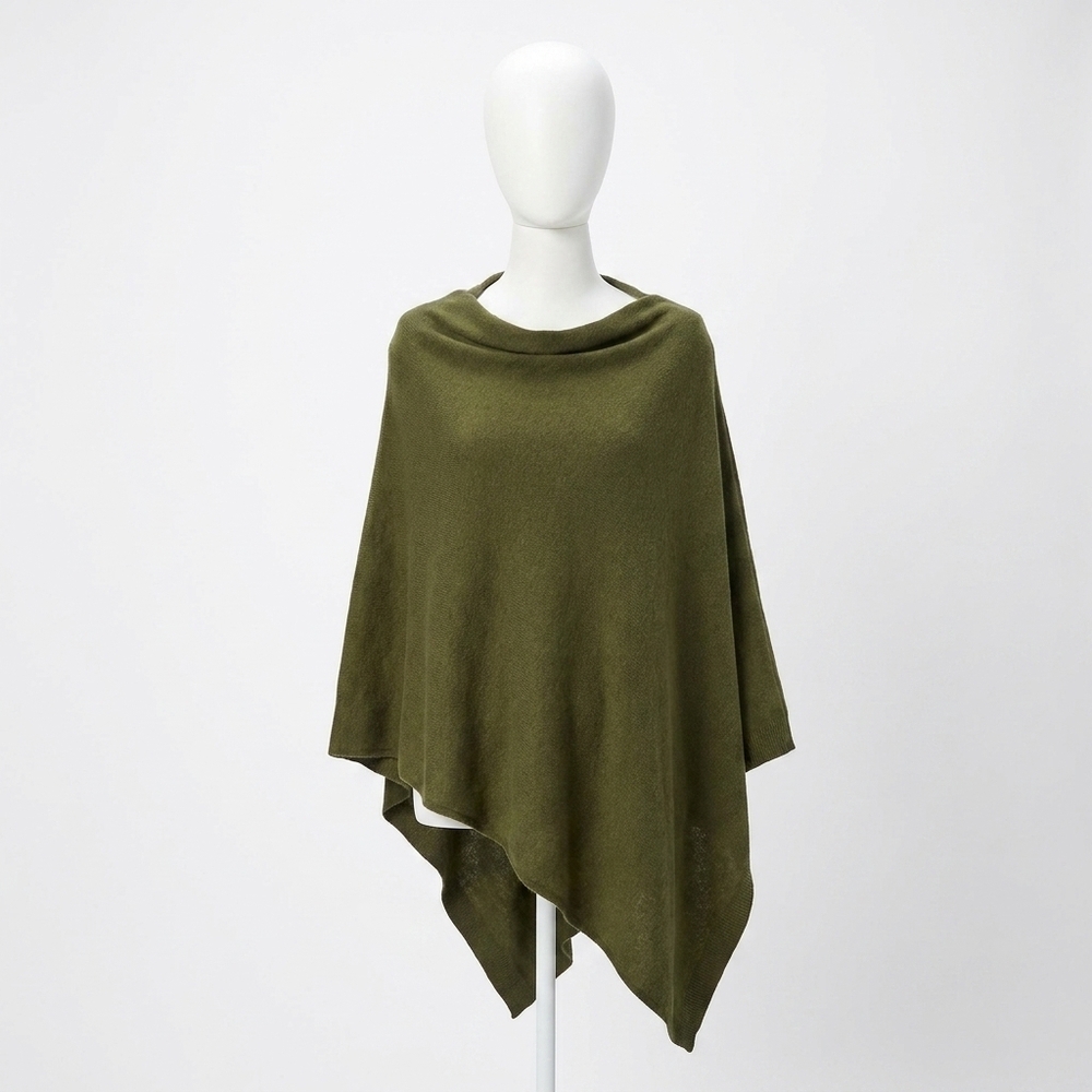 NEW COCO + CARMEN asymmetrical lightweight poncho in olive